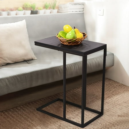 Curved End Console - Costway Coffee Tray Sofa Side End Table Ottoman Couch Console Stand TV Lap Snack Black