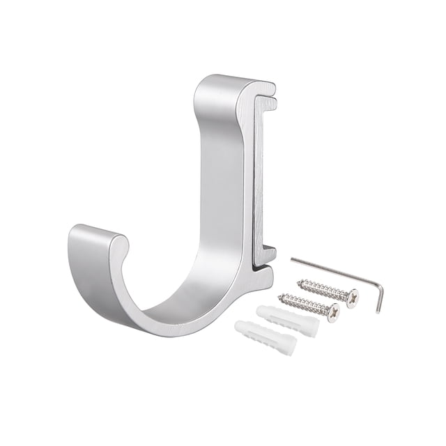 1Pcs, Gancho de pared montado, gancho para batas, colgador de toallas único, aleación de aluminio, plateado