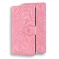 thumbnail image 2 of SaniMore Embossing Flip Wallet Case for iPhone 14, [RFID Blocking] PU Leather Cover with Card Holder & Kickstand Wrist Strap Magnetic Clasp All-Inclusive Protective Shell, Pink, 2 of 6