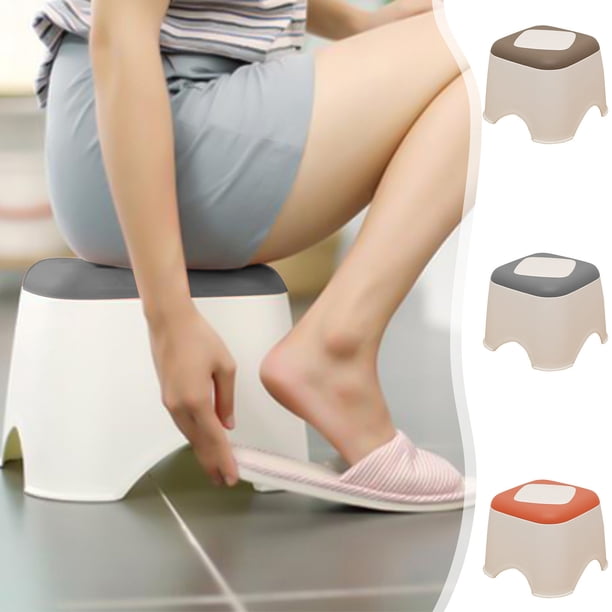 Fiudx Taburete de Baño Portátil para Lustrar Zapatos, Cómodo Material Abs, Elegante Color Rojo, Café y Gris, para Uso En Casa o En La Oficina, Multifuncional, Tamaño Pequeño, 18 X 12,5 Cm.