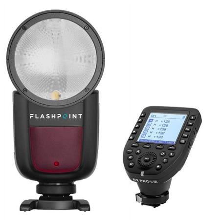 UPC: 0192223080058 | Zoom Li-on X R2 TTL On-Camera Round Flash Speedlight For Fujifilm (Godox V1) + Flashpoint R2 Pro Mark II 2.4 GHz Wireless Flash Trigger for Fuji