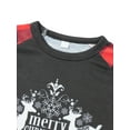 thumbnail image 5 of Family Matching Christmas Pajamas, Elk Letter Print Long-Sleeved O-Neck Tops + Plaid Pattern Trousers, 5 of 10