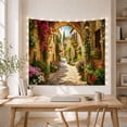 thumbnail image 5 of Sunlit Cobblestone Alley with Bougainvillea, Romantic Boho for Art Lovers, Mediterranean Village Art Decor, Housewarming Gift, Tapestry Wall Hanging for Living Room and Bedroom, 5 of 7