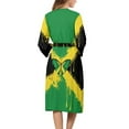 thumbnail image 2 of Yuyamidu Jamaican Flag Robe for Women Lightweight Long Sleepwear Gowns Size M Butterfly 3/4 Sleeves Spa Robe Plus Size Bathrobe Sleep Nightgown Soft Kimono Robe for Girls, 2 of 7