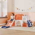 thumbnail image 2 of Qaba 7 in 1 Toddler Slide with Basketball Hoop, for 1-3 Years, Orange, 2 of 10