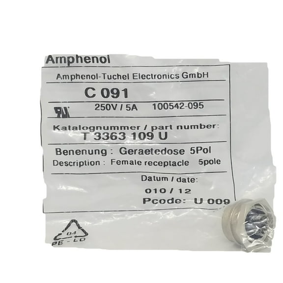 T3363-109 CIRCULAR CONNECTOR RECEPTACLE 5 POSITION PANEL