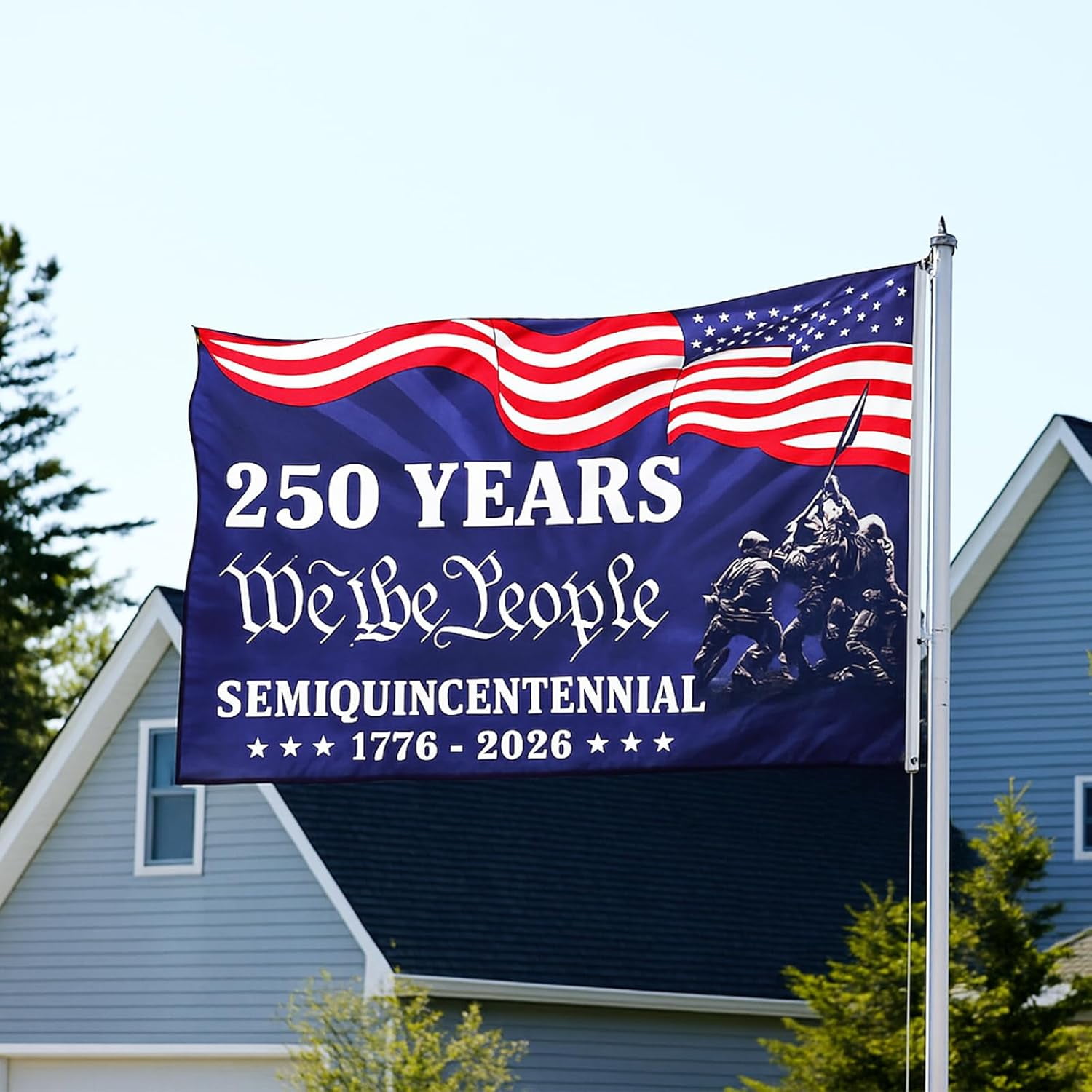 USA 250th Anniversary Flag 3 x 5 ft Anniversary United States Semiquincentennial Grommet Flag Double Sided Independence Day 4th of July Patriot Outdoor Garden Flags Banner Decoration