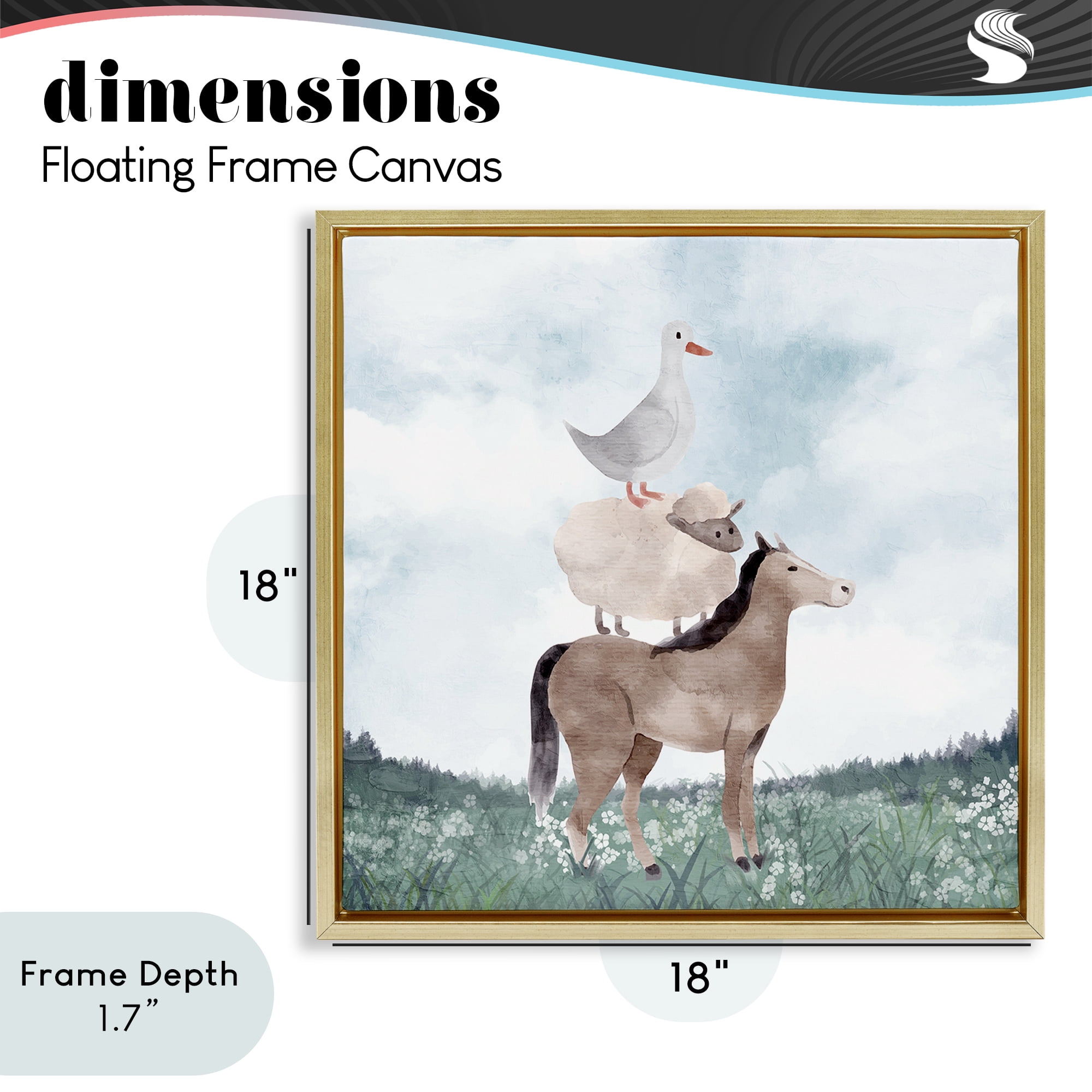 Stupell Industries Muted Blue Sky Farm Gold Framed Floater Canvas Wall Art, design by Kim Allen