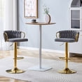 thumbnail image 3 of CQSXDA Set Of 2 Modern Velvet Braided Bar Stools With Adjustable Height Gold Metal Base Upholstered Bar Chairs, Gold,Gray, 3 of 14