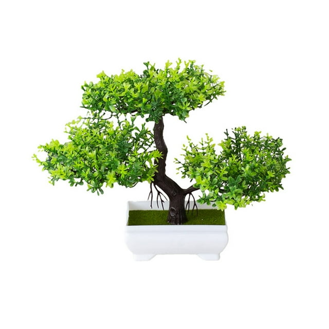 Artificial Plants Pine Simulation Bonsai Small Tree Pot Faux Plastic Artificial Potted Plastic Home Living Room Table Decor Party Craft Green