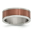 thumbnail image 1 of Stainless Steel 8mm Brown IP-plated Brushed & Polished Band Size: 13; for Adults and Teens; for Women and Men, 1 of 6