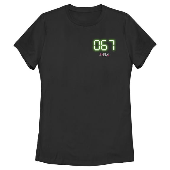 Women's Squid Game 067 Digital Graphic Tee Black 2X Large
