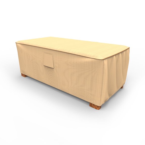 Budge Medium Tan Patio Ottoman/Table Cover, StormBlock™ Savanna