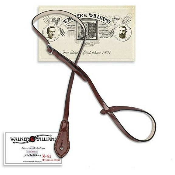 Walker & Williams Strap M-41 Mandolin Strap Chestnut Brown Leather with Chrome Buckle