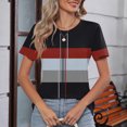 thumbnail image 4 of Camisetas Casuales de las Mujeres Estampadas Cuello Tripulado Manga Corta Superior, Ligera Mezcla de Poliéster Blusa de Moda, 4 of 6