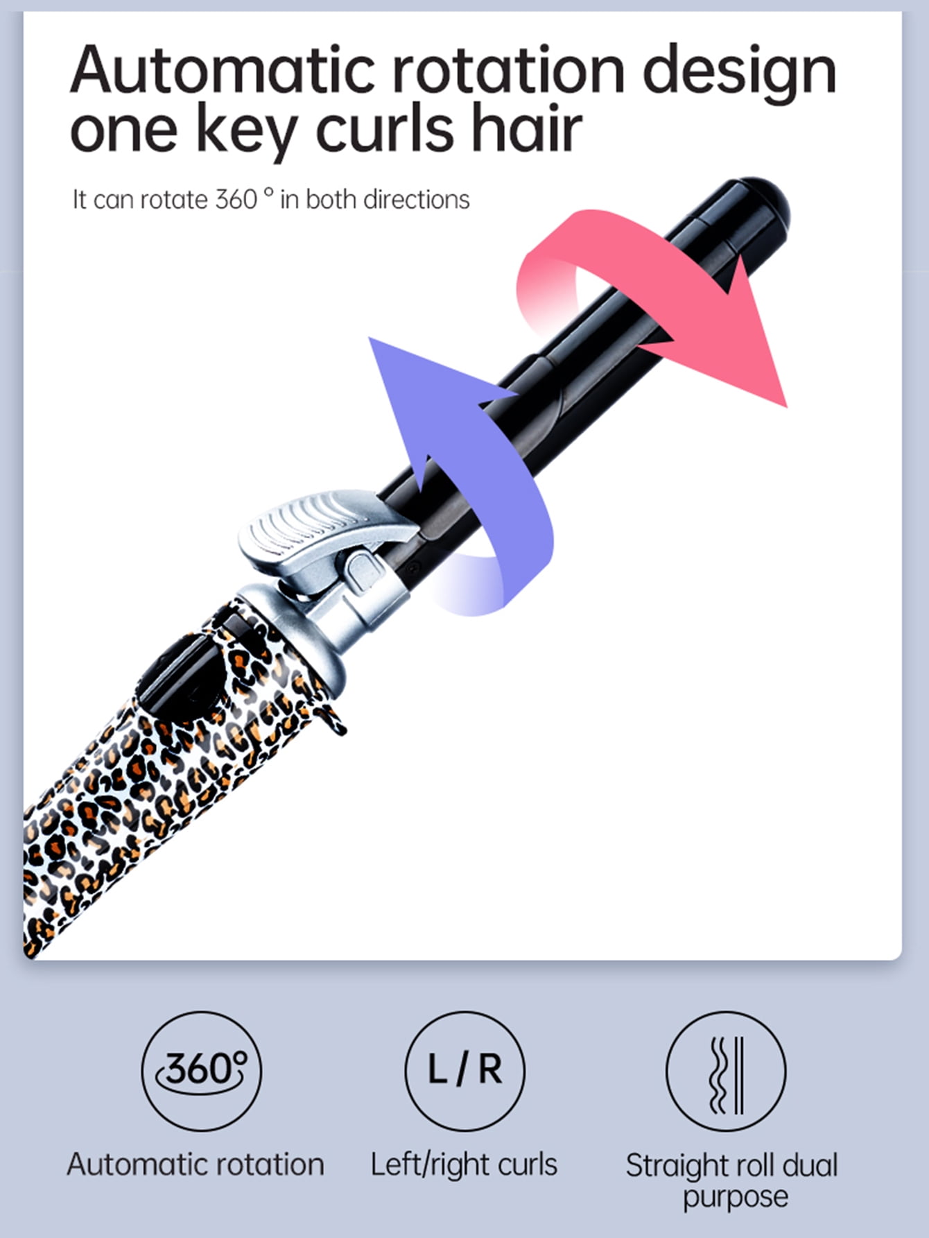 Automatic Rotating Curling Iron, 360° Dual-Direction with Digital Temperature Control, Anti-Scald Design, Negative Ion Hair Care, Rapid Heating, Ceramic Coating, Long-Lasting Curls for All Hair Types
