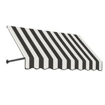 Awntech 6.375 ft Dallas Retro Fixed Awning Acrylic Fabric, Black/White Stripe