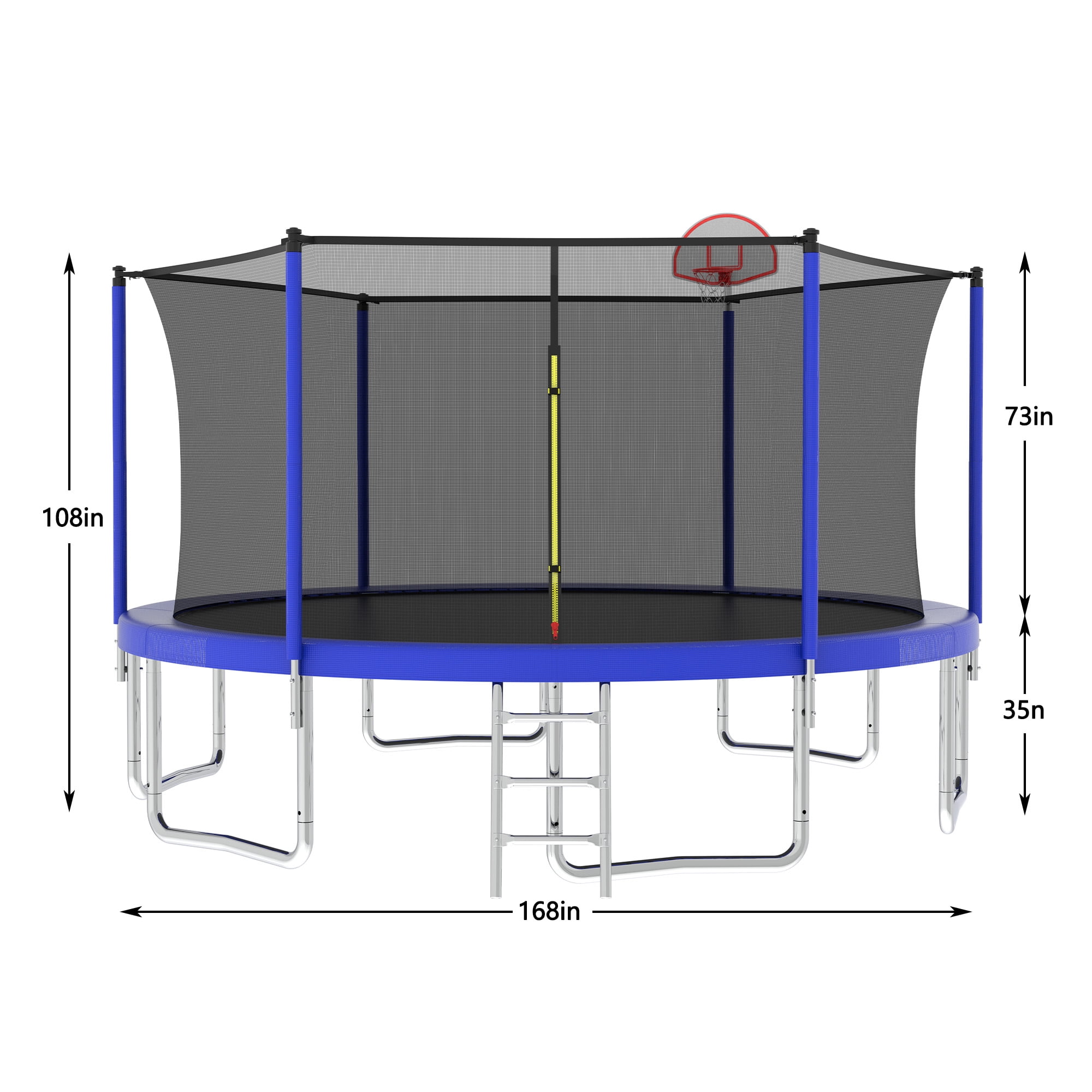 Witaxima 14FT Trampoline for Kids with Safety Enclosure Net, Outdoor Backyard Large Recreational Jumping Mat, Blue, 6 W-Shaped Legs & Galvanized Steel Frame