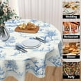 thumbnail image 3 of Nappe Campagnarde Française Ronde Vintage Toile Bleue Nappes Cercle Rustique Classique Village Housse de Table Lavable Essuyable Polyester Dessus de Table Vacances pour Salle à Manger Cuisine Pique-Nique Fête Déco 60 Pouces, 3 of 7
