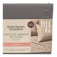 thumbnail image 4 of Juego de Sábanas Better Homes & Gardens 4 Piezas de Satén Tamaño Matrimonial Liso Gris de Franela, 4 of 4