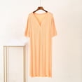 thumbnail image 4 of POIUYTR Women Summer Pajama T-shirt Dress Casual V Neck Short Sleeve Shift Pj Midi Dress Loose Fit Nightgown, 4 of 6