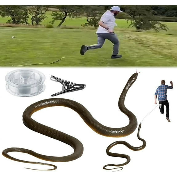 Xerdsx Snake Prank with String Clip, Golf Snake Prank with String and Clip, Clip on Snake Prank, Snake Prank with Sring, Snake on a String Prank, Rubber Snake Prank