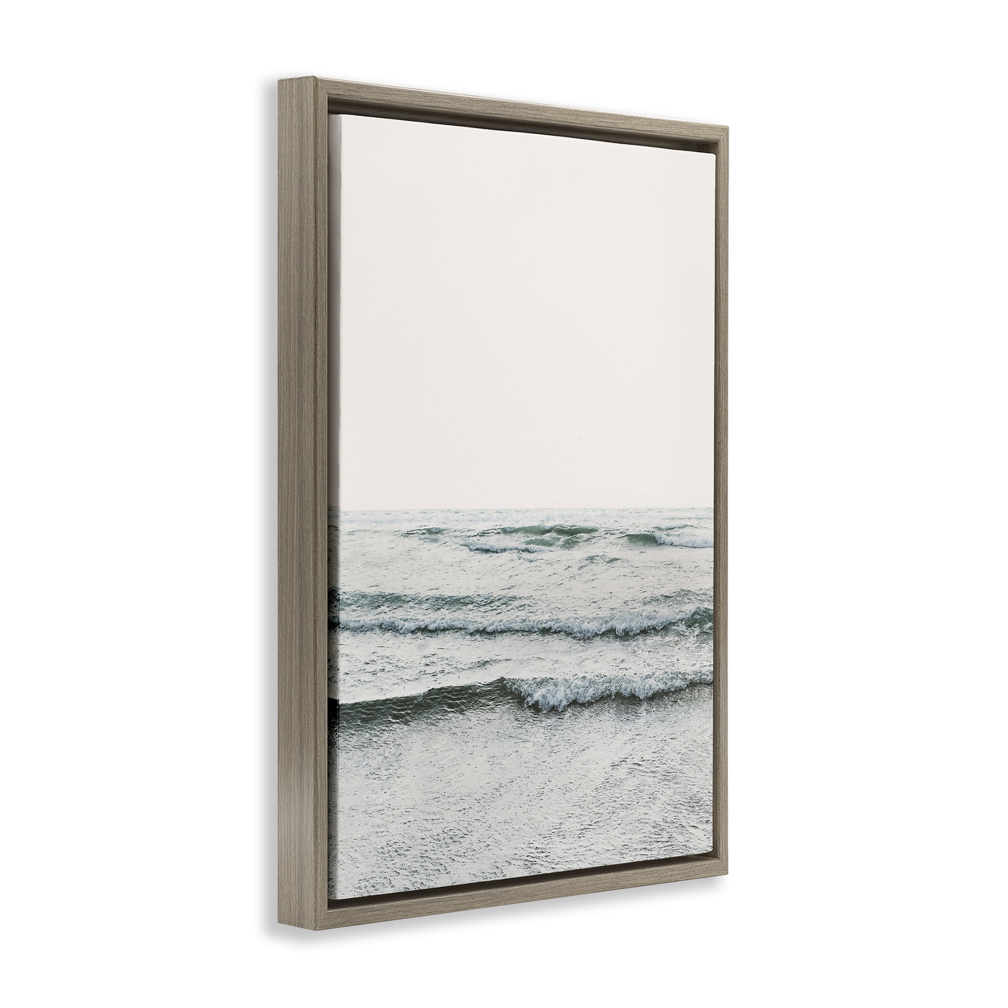 Stupell Industries Rippling Ocean Tide Nautical & Beach Photography Brown Floater Framed Canvas Art Print Wall Art, 21 x 31