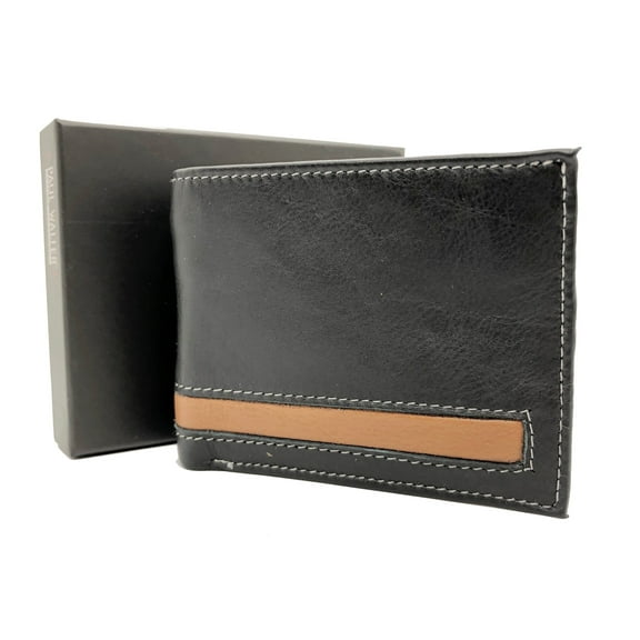 Black Handcrafted Cowhide 2 Tone Genuine Leather Men's Bifold Premium Wallet