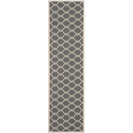 SAFAVIEH Courtyard Estelle Geometric Indoor/Outdoor Runner Rug 2 3 x 10 Anthracite/Beige