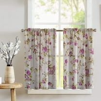 Cotton Vintage Floral Large Roses Print Café Tier Curtains Window Treatment Kitchen Home Décor