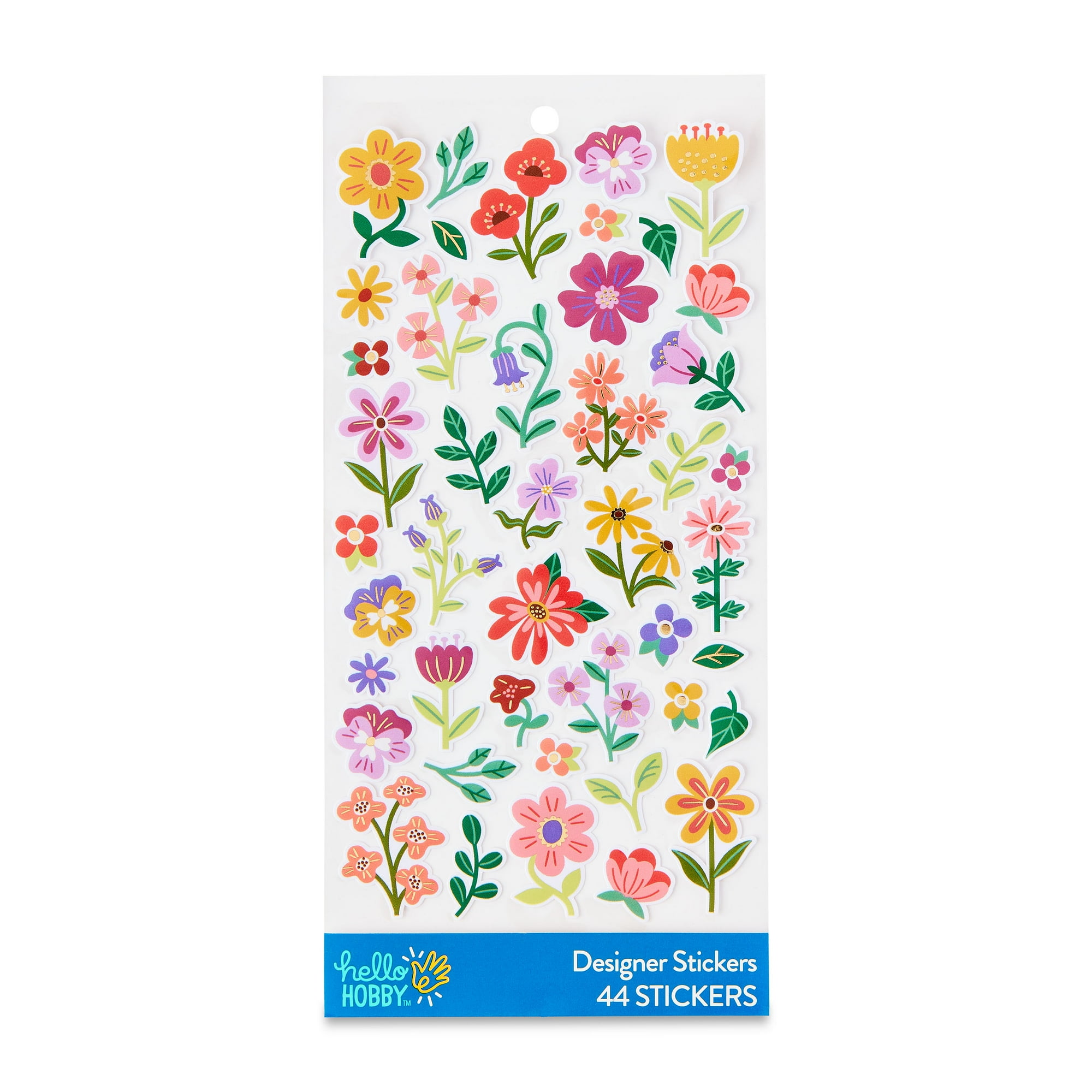Hello Hobby Multicolor Flowers Designer Stickers, 44 Count
