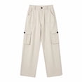 thumbnail image 3 of XuJwPNcy Cargo Pants Women Straight Leg Multi Pockets Trousers High Waist Work Hiking Pants for Outdoor Fishing Camping(White,X-Small), 3 of 5