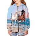 thumbnail image 5 of Xoenoiee Running Horses Beach Sea Waves 3D Print Kids Hoodies Zip Up Jacket with Pocket for Boys Girls 8-10 Years Teens Long Sleeve Athletic Hooded Sweatshirt Fall Winter Active Wear Coat, 5 of 7
