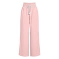 thumbnail image 6 of JSROAC Wide Leg Pants for Womens Smocked High Waist Dressy Casual Trousers Tie Front Solid Color Gauze Lounge Pants With Pockets Fall Fashion, 6 of 6
