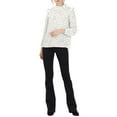 thumbnail image 3 of MODA NOVA Junior's Ruffle Trim Polka Dots Blouse Long Sleeve Blouse White XS, 3 of 6