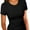 black, variant on Women's Crew Neck Ribbed Fitted Shirt, Basic Short Sleeves Slim Fit Tops Summer T Shirt
