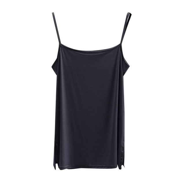 fatyb Womens Camisole Spaghetti Strap Comfy Tank Tops with Split Solid Color Loose Basic Cami Shirts