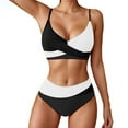 thumbnail image 2 of Traje de Baño de Bikini de Mujer 2025 Primavera/Verano Nuevo Color Sexy Bloqueado Conjunto de Traje de Baño Dividido para la Playa, 2 of 9