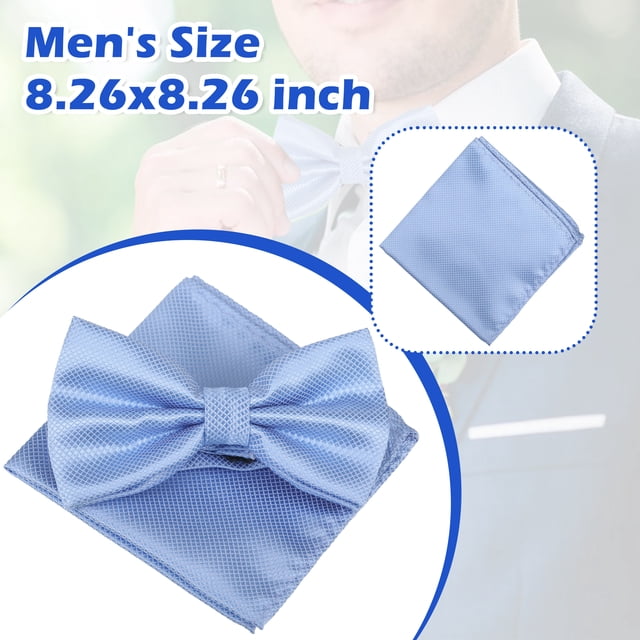 Sonducket Destaca en bodas Conjunto de pajarita y pañuelo preatados para boda para hombre Pajarita para hombre con bolsillo Accesorios de disfraces XGZ-15 Azul claro