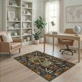 thumbnail image 2 of ODIKA 4'x6' Washable Area Rug Non-Slip, Chair-Friendly, Flatwoven Gothic Horror Skull Vintage Spooky Halloween Witchy Witch Ghost Flowing Dynamic for Home Office, Under Desk, 2 of 7