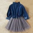 thumbnail image 4 of Esaierr Toddler Girls Jean Dress Kids Long Sleeve Tulle Dress Baby Denim Dress Autumn Winter for 2-8Y, 4 of 6