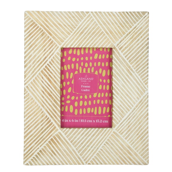 Ashland 4" x 6" Etched Lines Mango Wood Tabletop Frame , Summer Home Decor