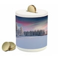 thumbnail image 1 of Winter Piggy Bank, Idyllic Panorama of Winter Sunrise in Snow Covered Mountains Serenity Freshness, Ceramic Coin Bank Money Box for Cash Saving, 3.6" X 3.2", Multicolor, by Ambesonne, 1 of 4