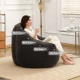 thumbnail image 4 of MINCETA Bean Bag Chair for Adults, Comfy Bean Bag Sofa with Armrest, Dark Gray BeanBag Chair with Back Support for Living Room, Bedroom, 4 of 7