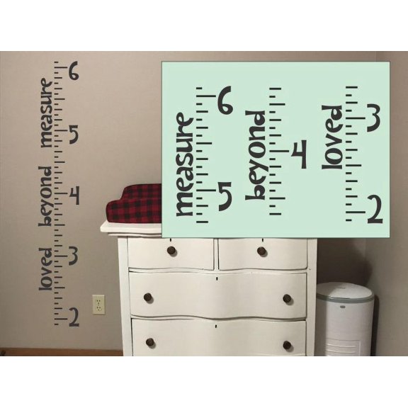 Height Ruler Chart Wall Sticker Love Beyond Measure Nursery Decor Decals Black