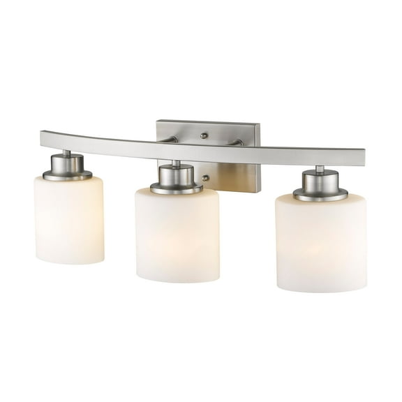 RADIANCE Goods Contemporary 3 Light Brushed Nickel Bath Vanity Light Opal White Glass 23" Wide