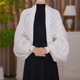 thumbnail image 3 of Fashion Hollow Out Knitted Shawl Coat, Women's Knitted Slouchy Wrap Cardigan Shawl Coat, Oversized Cardigans for Women, 3 of 12