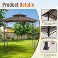 thumbnail image 5 of SUNCROWN Outdoor Grill Gazebo 8 x 5, Patio Double Tiered BBQ Canopy w/Air Vent, Gazebo Canopy with 8 Hook Tools for Barbecue Picnic Garden, Backyard, Poolside, Brown, 5 of 8