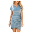thumbnail image 1 of Birdeem Womens Casual Neck Ruched Stretchy T Shirt Short Mini Dress, 1 of 6