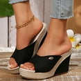 thumbnail image 4 of Women's Espadrille Wedge Sandals Platform Open Toe Wedges Slip On Sandals Slide High Heels Summer Shoes, 4 of 9